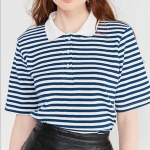 urban outfitters ribbed striped polo knit shirt